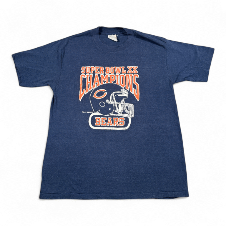 Vintage 80s Chicago Bears Super Bowl T-Shirt XX Champions 1985 Logo 7 M
