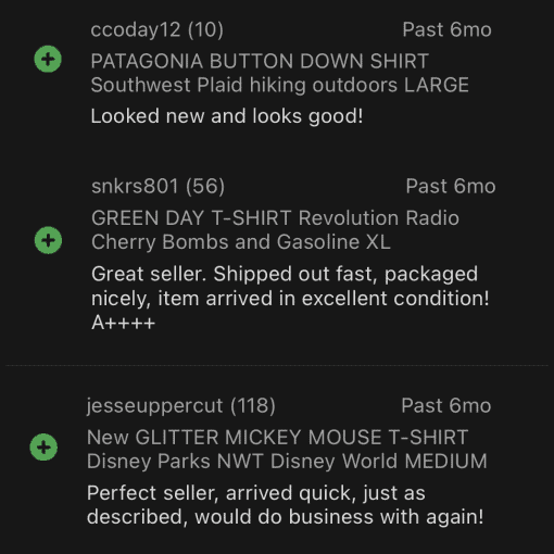 Positive review from eBay