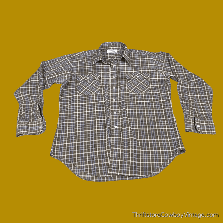 Vintage Campus Rugged Country Brown Plaid Shirt 70s