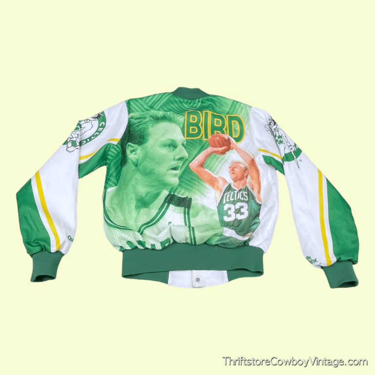 Vintage 90s Larry Bird Boston Celtics Chalk Line Satin Snap Jacket SMALL