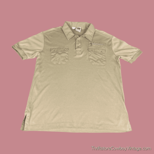 Vintage 70s Kennington California Beige Polo Shirt MEDIUM