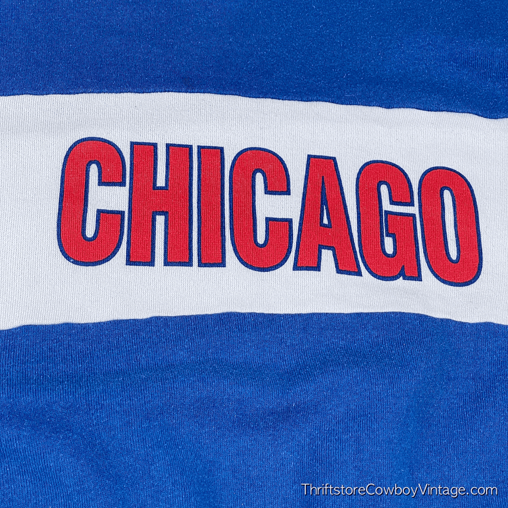 Vintage 80s Chicago Illinois Color Block Sweatshirt MEDIUM