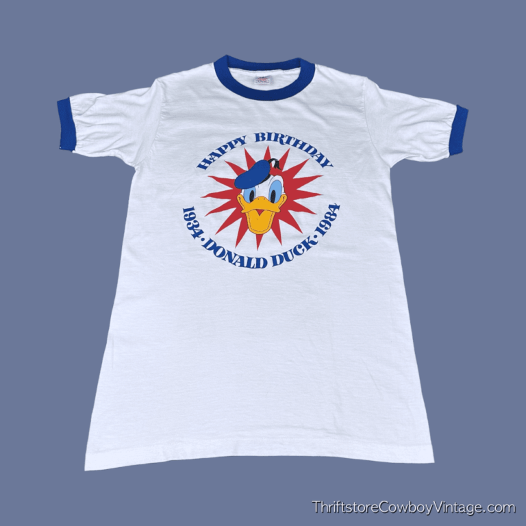Vintage 80s Donald Duck Happy Birthday Ringer T-Shirt SMALL/XS