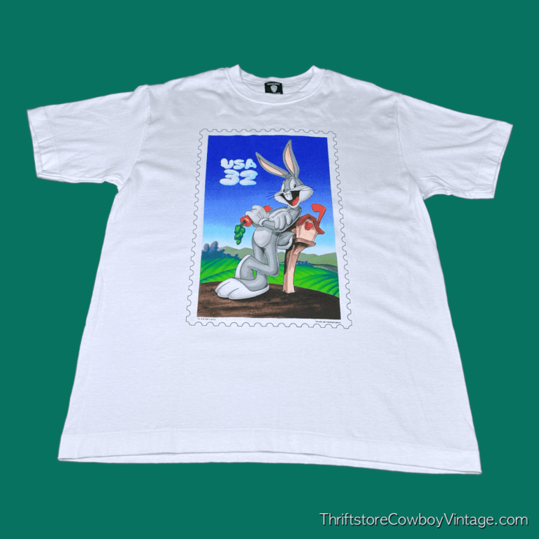 Vintage 90s Bugs Bunny Postage Stamp T-Shirt LARGE