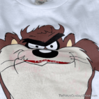 Vintage Looney Tunes Shirt Adult MEDIUM White Taz Cartoon TV Feed Me USA 80s