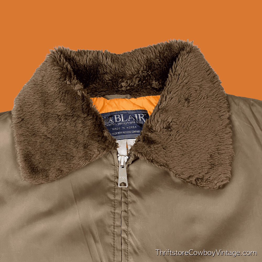 Vintage 70s Fuax Shearling Blair Bomber Jacket XL