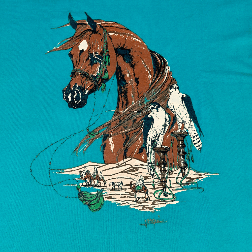 Vintage 80s Middle Eastern Desert Horse T-Shirt MEDIUM