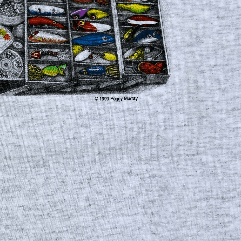 Vintage 90s So many Lures So Little Time Fishing T-Shirt XL