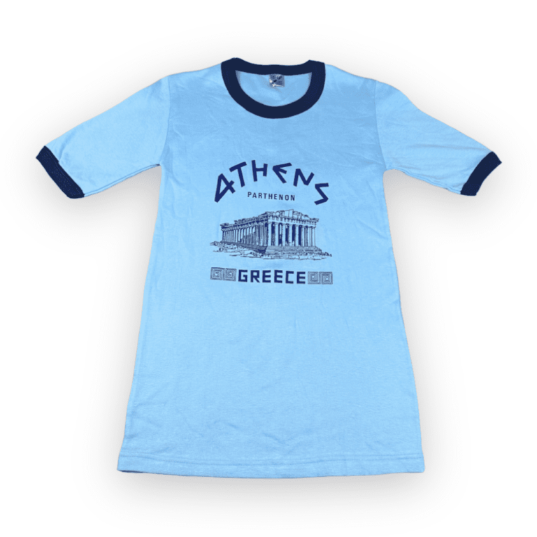 Vintage 80s Parthenon Athens Greece Women’s Ringer T-Shirt SMALL