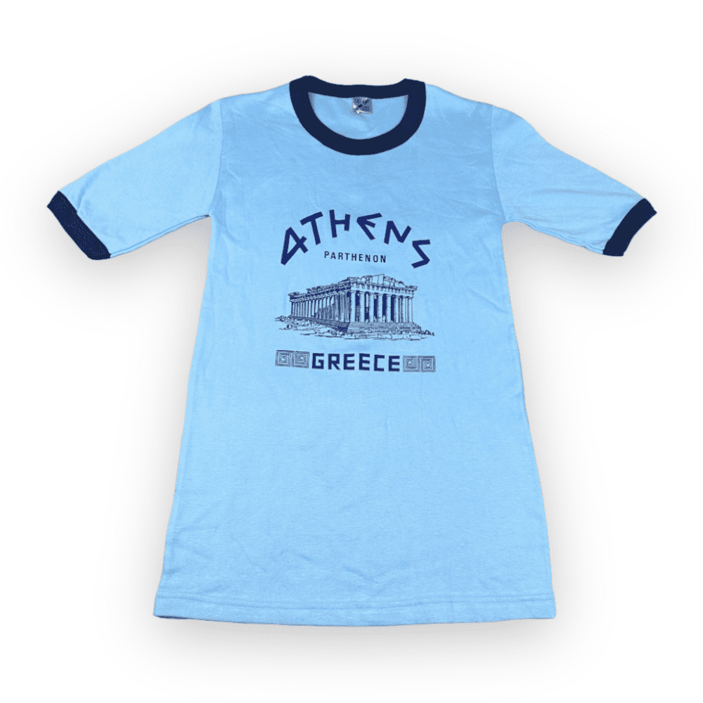 Vintage 80s Parthenon Athens Greece Women’s Ringer T-Shirt SMALL