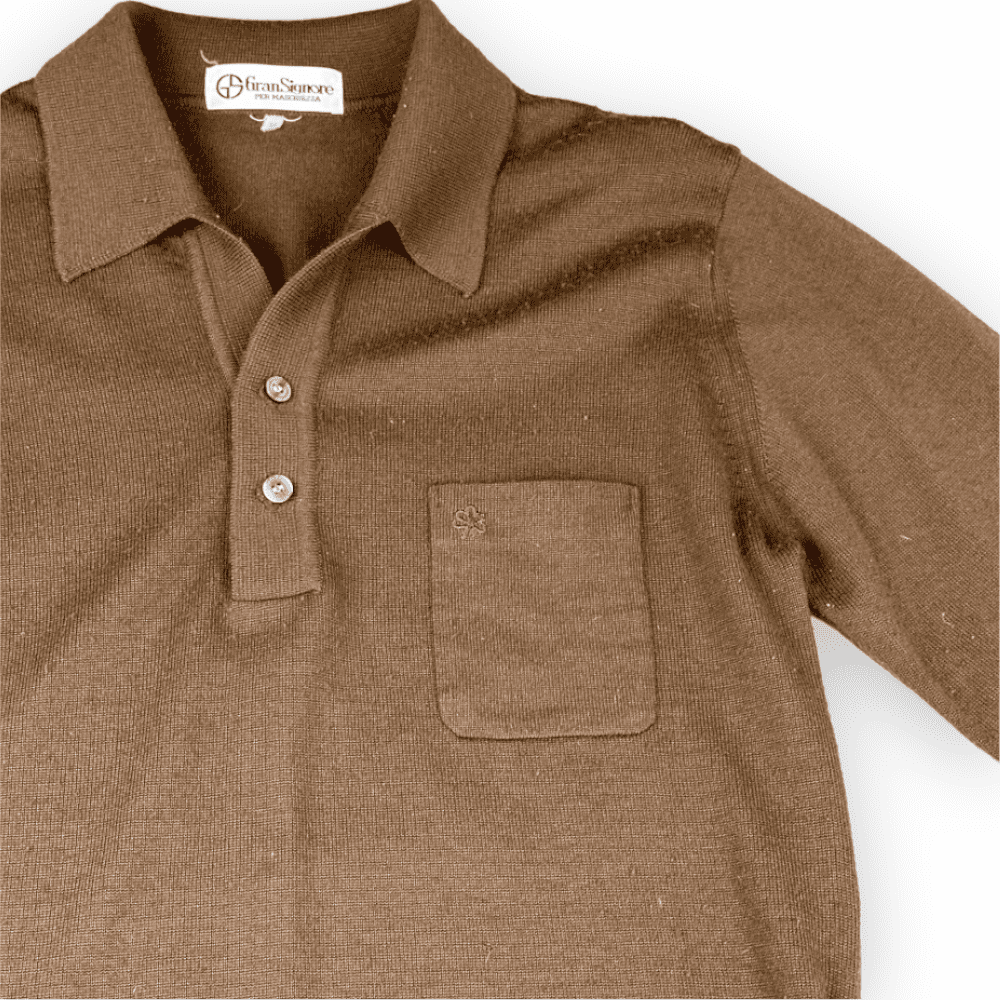 Vintage 70s Gran Signore Long Sleeve Polo Shirt SMALL