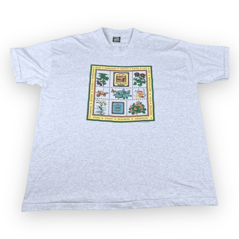 Vintage 90s Kendrich & Standton Carriage House Flower Garden Seeds T-Shirt XXL