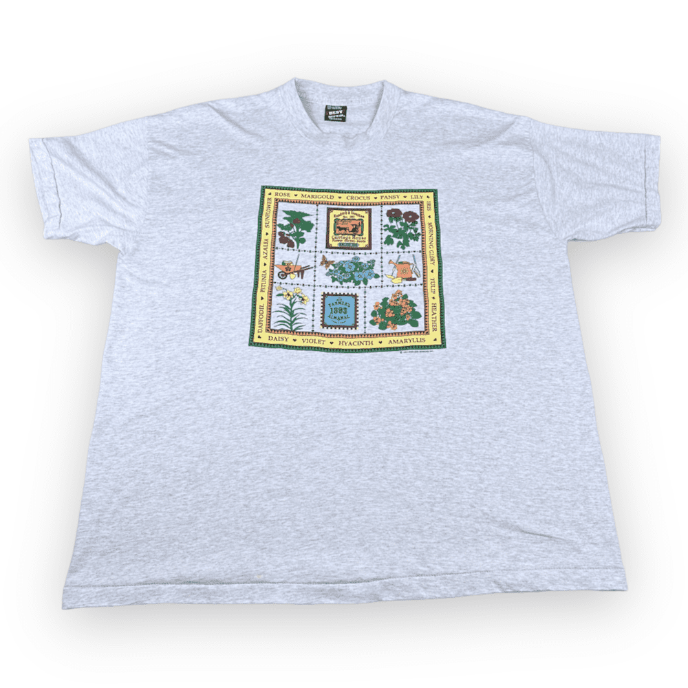 Vintage 90s Kendrich & Standton Carriage House Flower Garden Seeds T-Shirt XXL