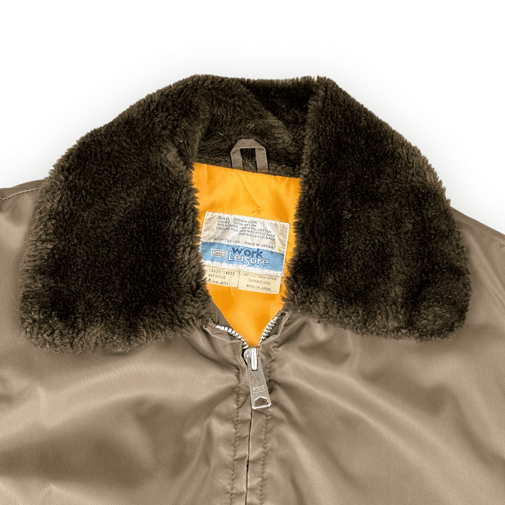 Vintage 80s Sears Work Leisure Shearling Brown Bomber Jacket MEDIUM