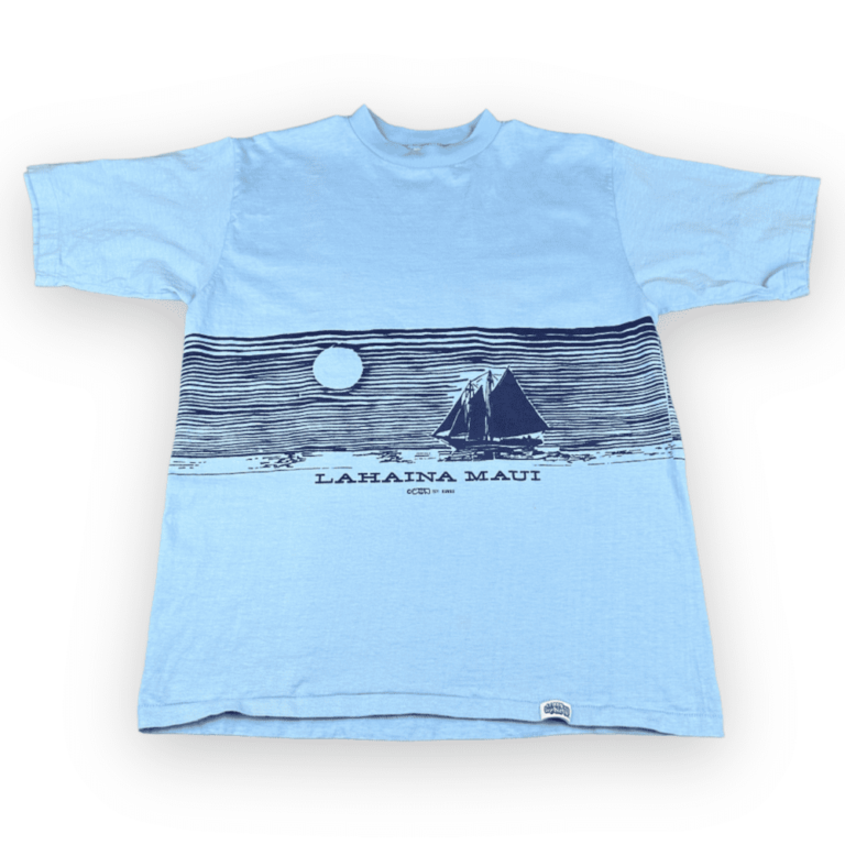 Vintage 70s Lahaina Maui Hawaii Sailboat T-Shirt LARGE