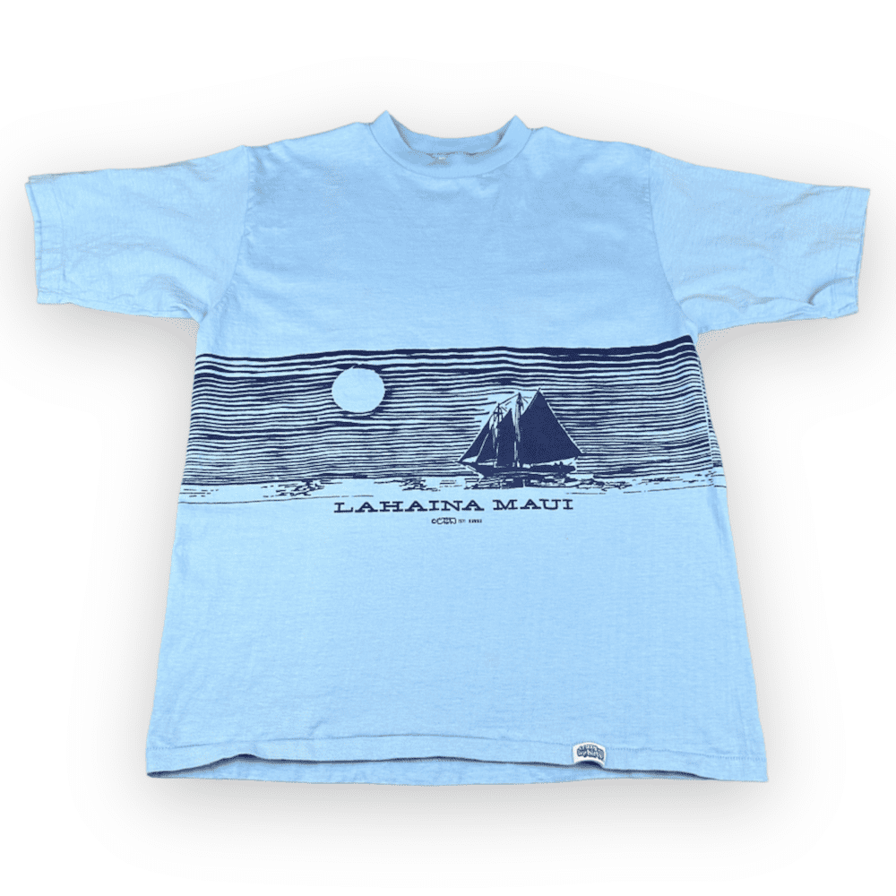 Vintage 70s Lahaina Maui Hawaii Sailboat T-Shirt LARGE