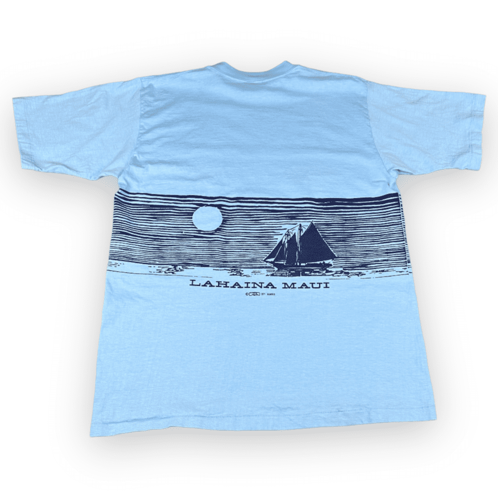 Vintage 70s Lahaina Maui Hawaii Sailboat T-Shirt LARGE
