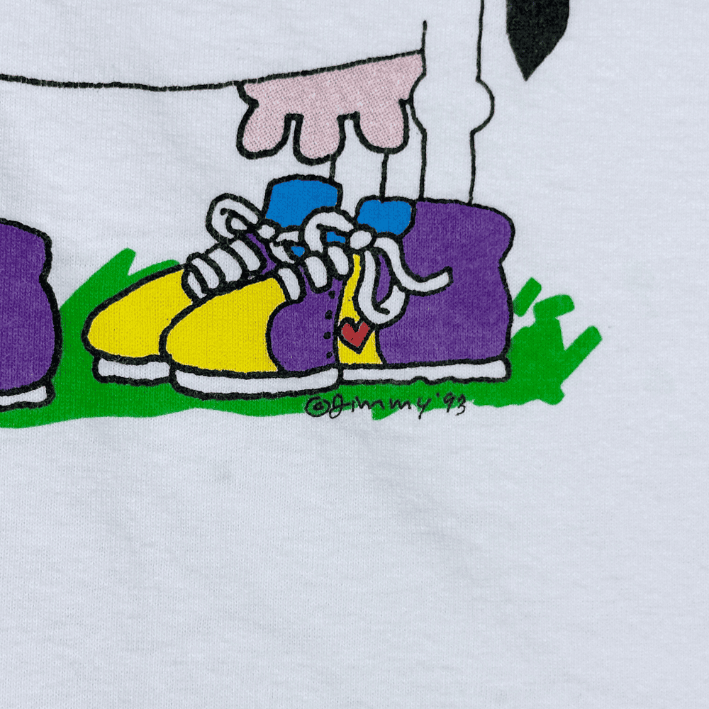 Vintage 90s Holstein Cows in Sneakers Cartoon T-Shirt LARGE