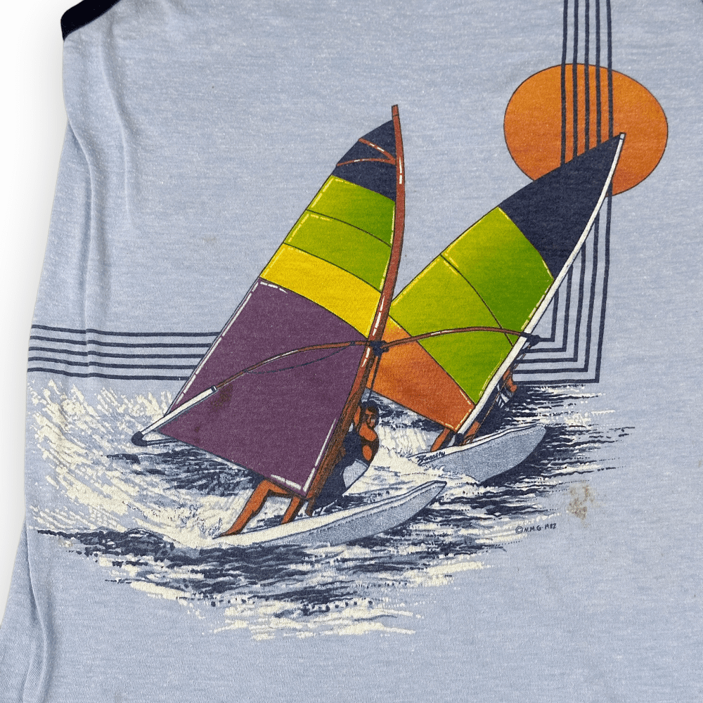 Vintage 80s Windsurfing Blue Tank Top EXTRA SMALL