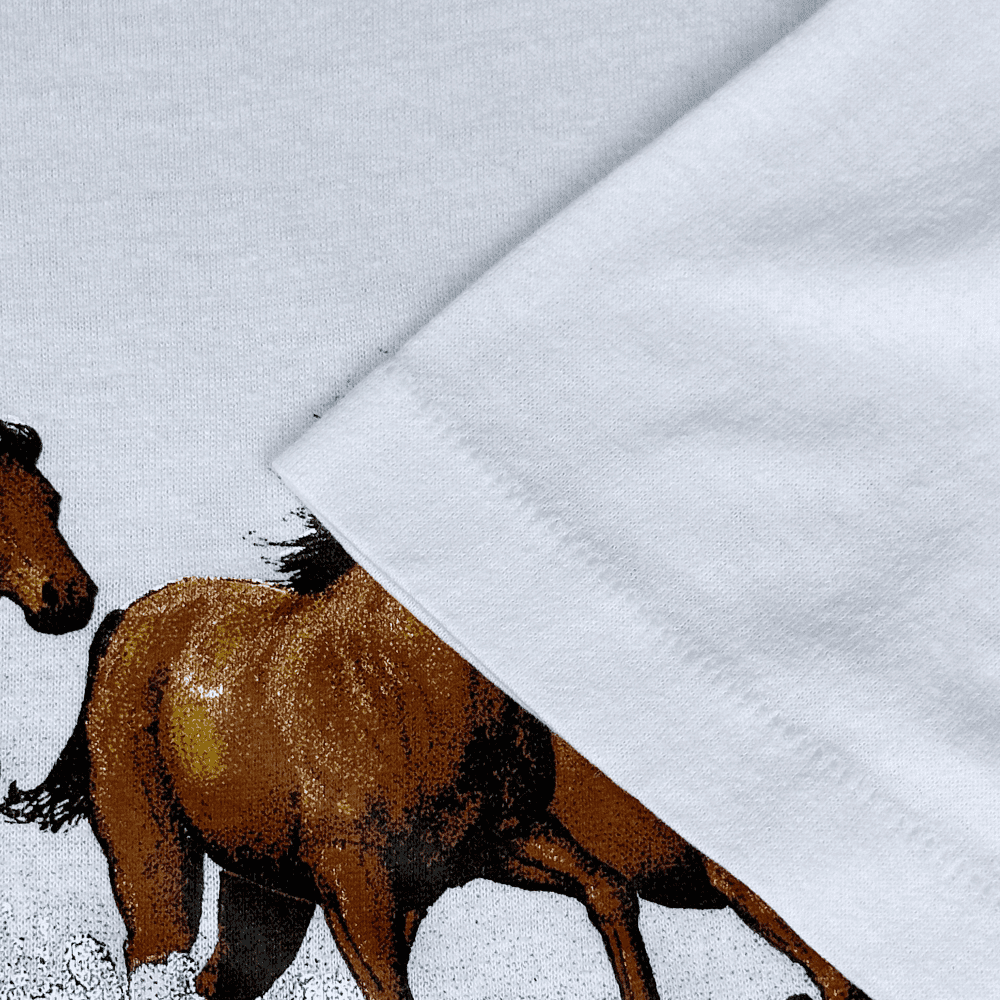 Vintage 80s Galloping Horses Mirage Reflection T-Shirt SMALL