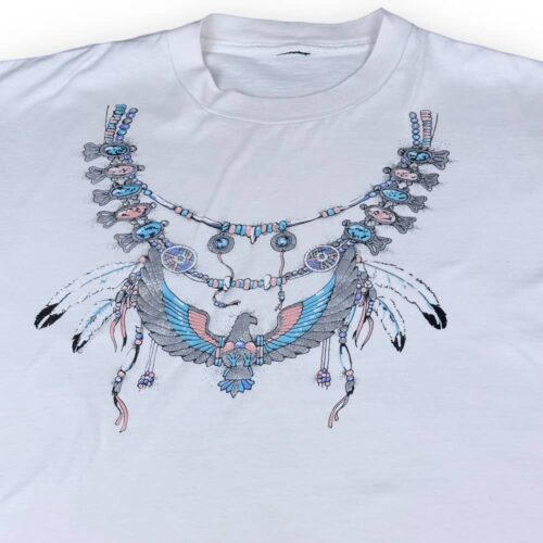 Vintage 90s Native American Eagle Turquoise Necklace T-Shirt EXTRA LARGE
