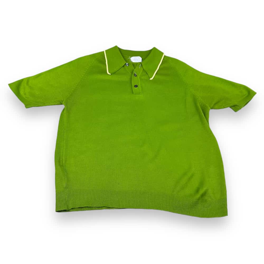 Vintage 60s JC Penney Avocado Green Polo Shirt MEDIUM