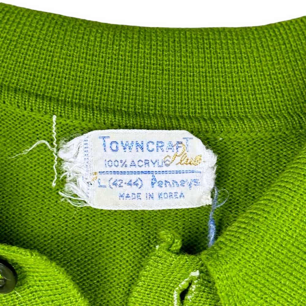 Vintage 60s JC Penney Avocado Green Polo Shirt MEDIUM