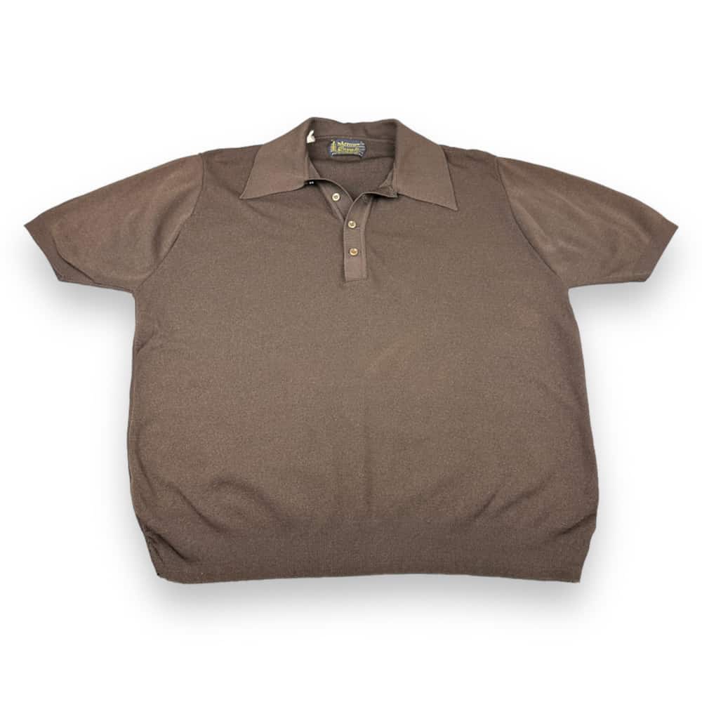 Vintage 70s Arrow Cavalier Chocolate Brown Polo Shirt MEDIUM/LARGE