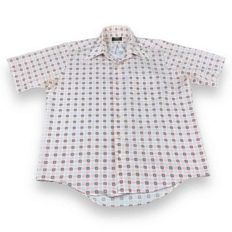 Vintage 60s JC Penney Harvest Patterned Penn-Prest Dress Shirt LARGE