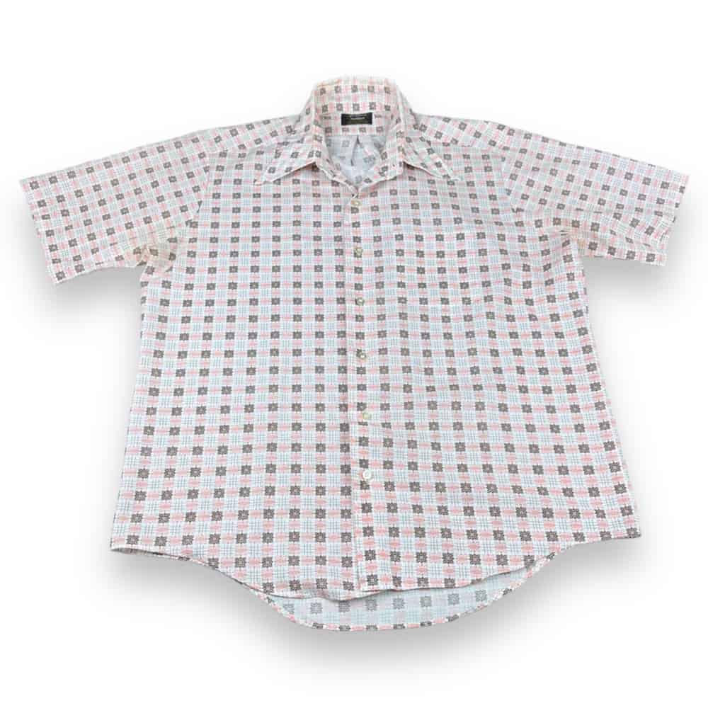 Vintage 60s JC Penney Harvest Patterned Penn-Prest Dress Shirt LARGE