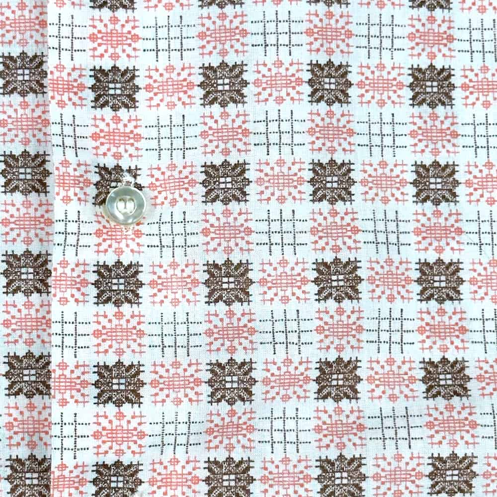Vintage 60s JC Penney Harvest Patterned Penn-Prest Dress Shirt LARGE