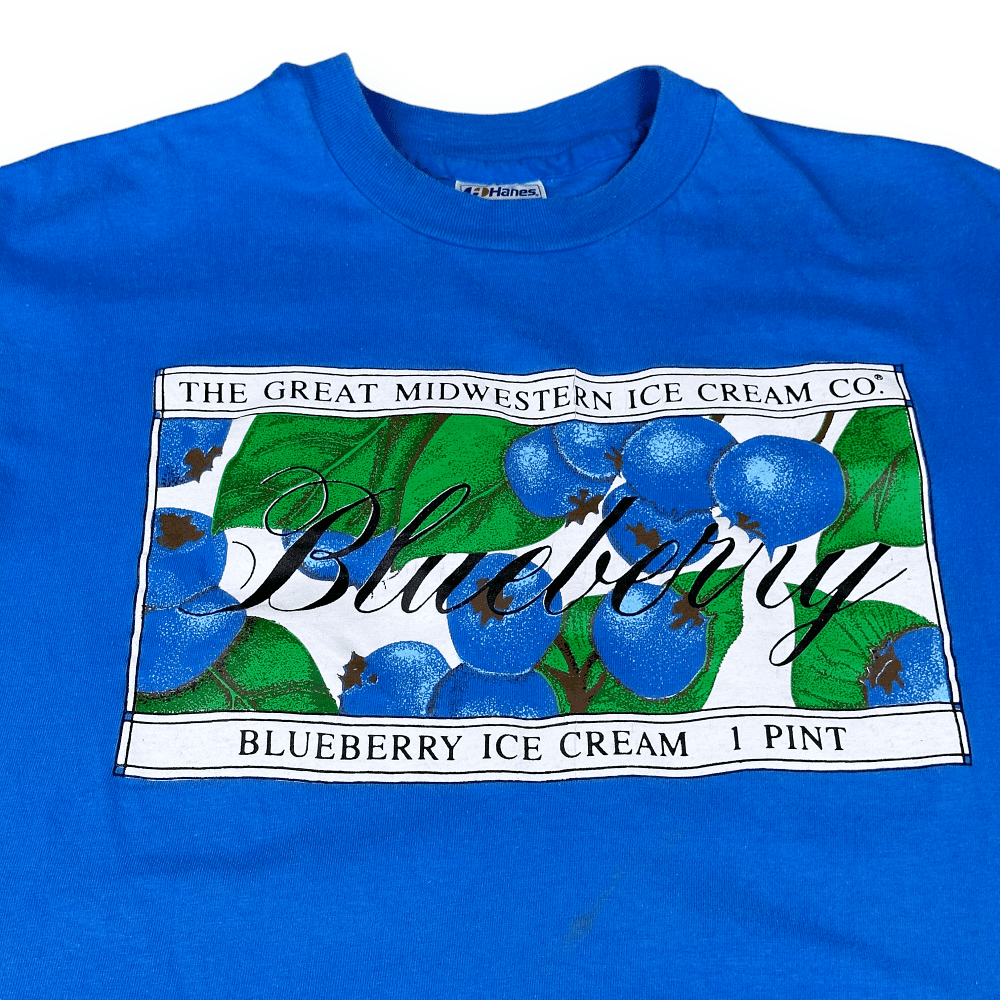 Vintage 80s Great Midwestern Ice Cream Co. Blueberry Pint T-Shirt MEDIUM