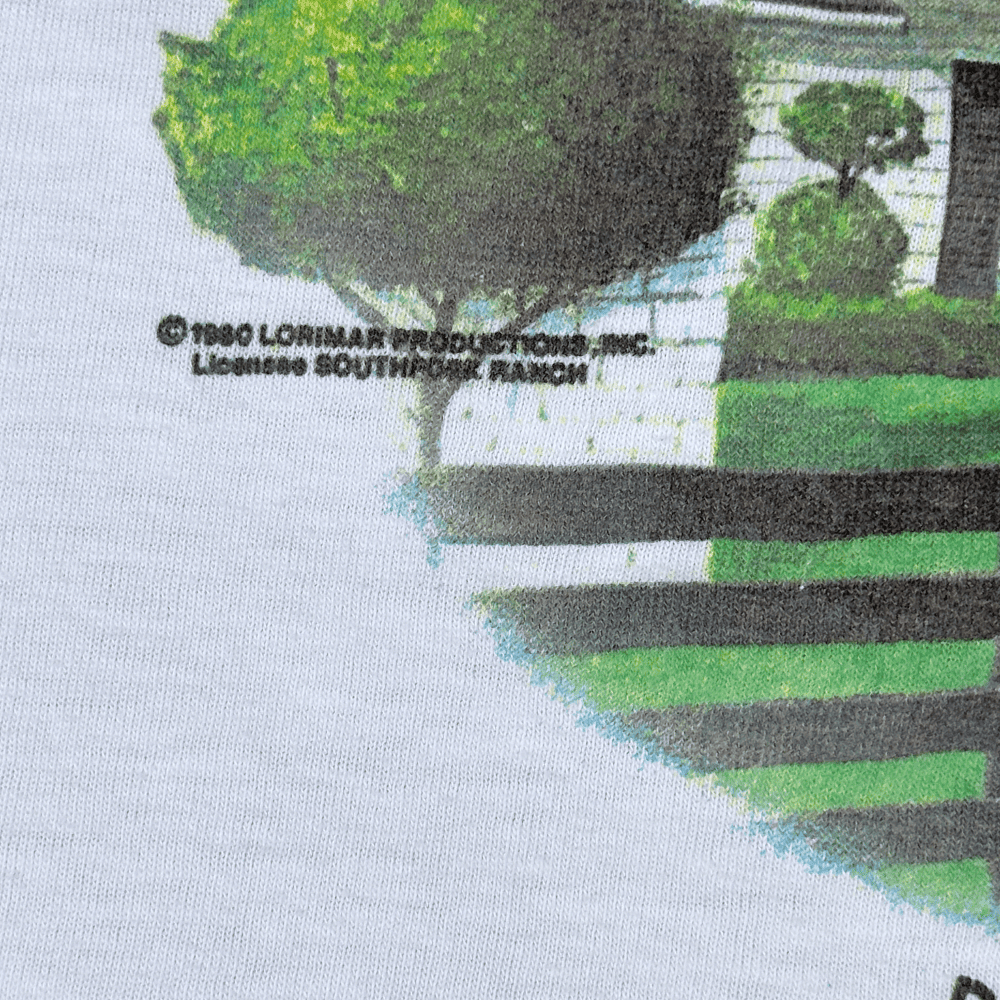 Vintage 80s Southfork Ranch Ewing Mansion Ringer T-Shirt SMALL