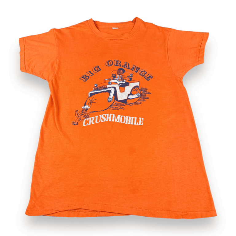 Vintage 70s Denver Broncos Big Orange Crushmobile T-Shirt SMALL