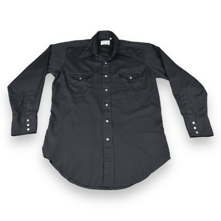 Vintage 60s Wrangler Pearl Snap Western Shirt Black LARGE