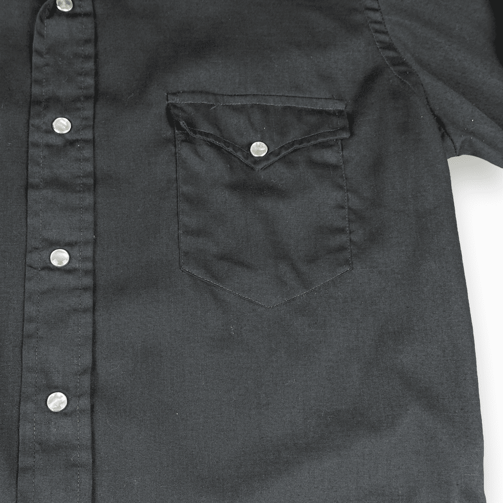 Vintage 60s Wrangler Pearl Snap Western Shirt Black LARGE