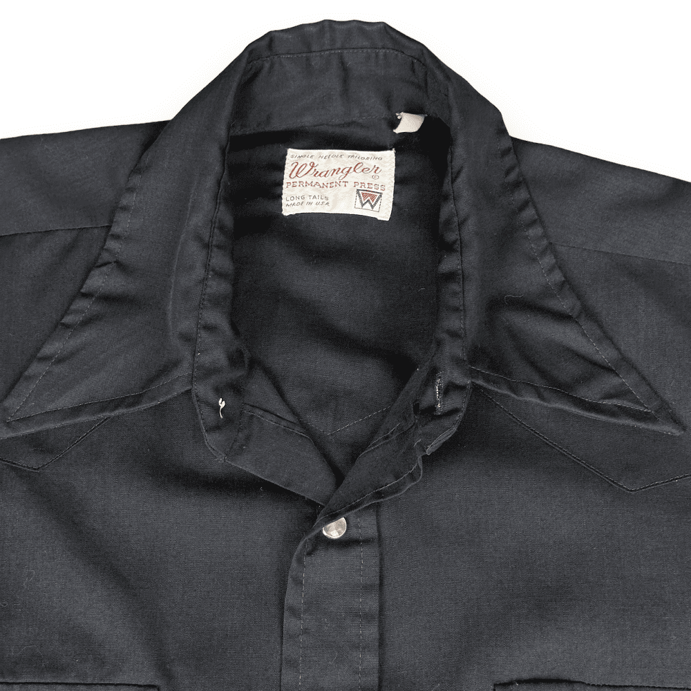 Vintage 60s Wrangler Pearl Snap Western Shirt Black LARGE