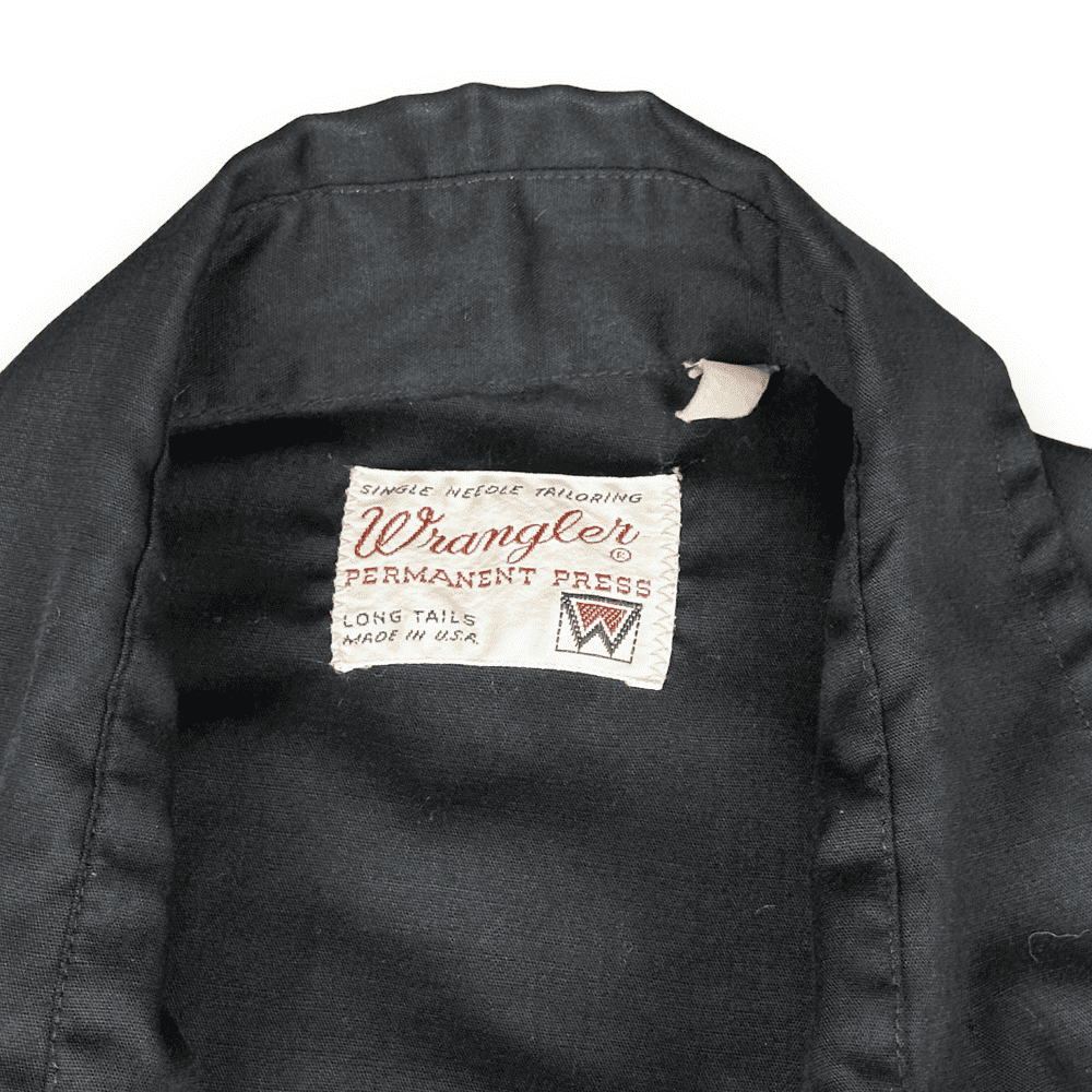Vintage 60s Wrangler Pearl Snap Western Shirt Black LARGE