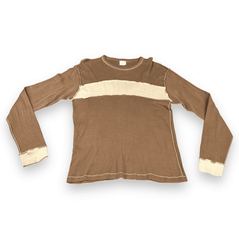 Vintage 70s Brown & Tan Long Sleeve Shirt SMALL