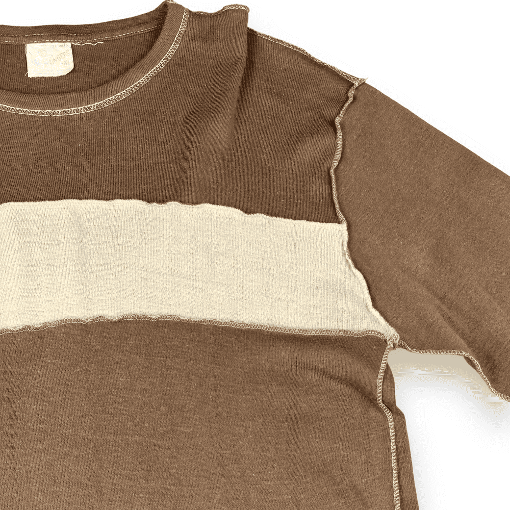 Vintage 70s Brown & Tan Long Sleeve Shirt SMALL
