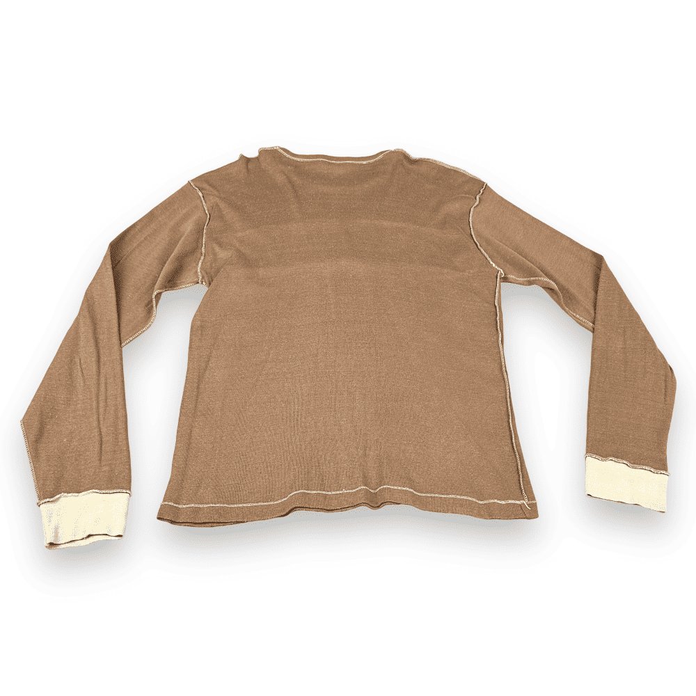 Vintage 70s Brown & Tan Long Sleeve Shirt SMALL