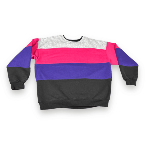 Vintage 90s Color Block Striped Sweatshirt MEDIUM
