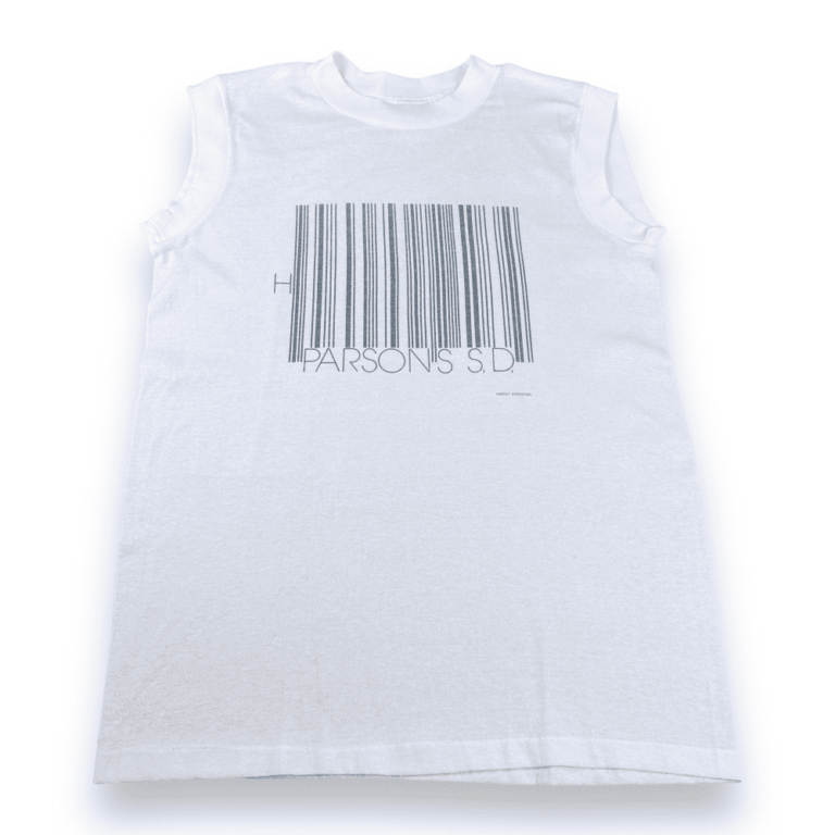 Vintage 80s Parsons School of Design Barcode Muscle T-Shirt MEDIUM