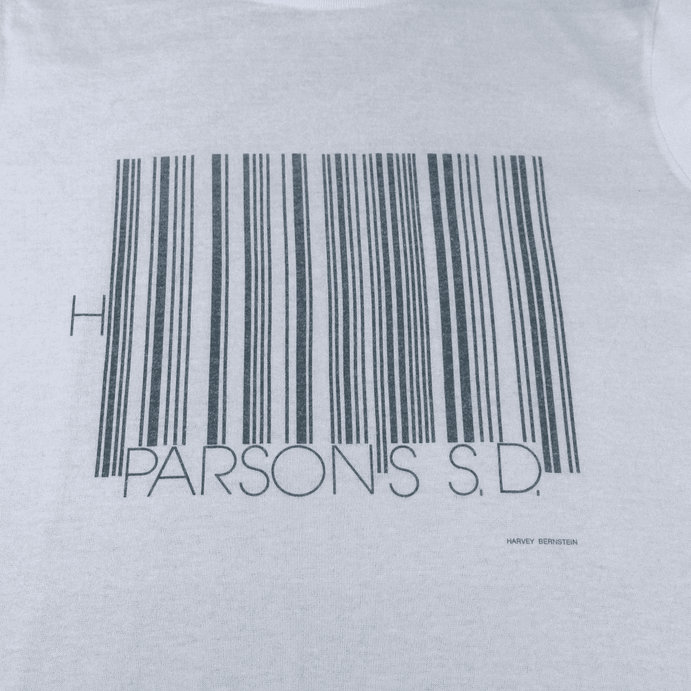 Vintage 80s Parsons School of Design Barcode Muscle T-Shirt MEDIUM