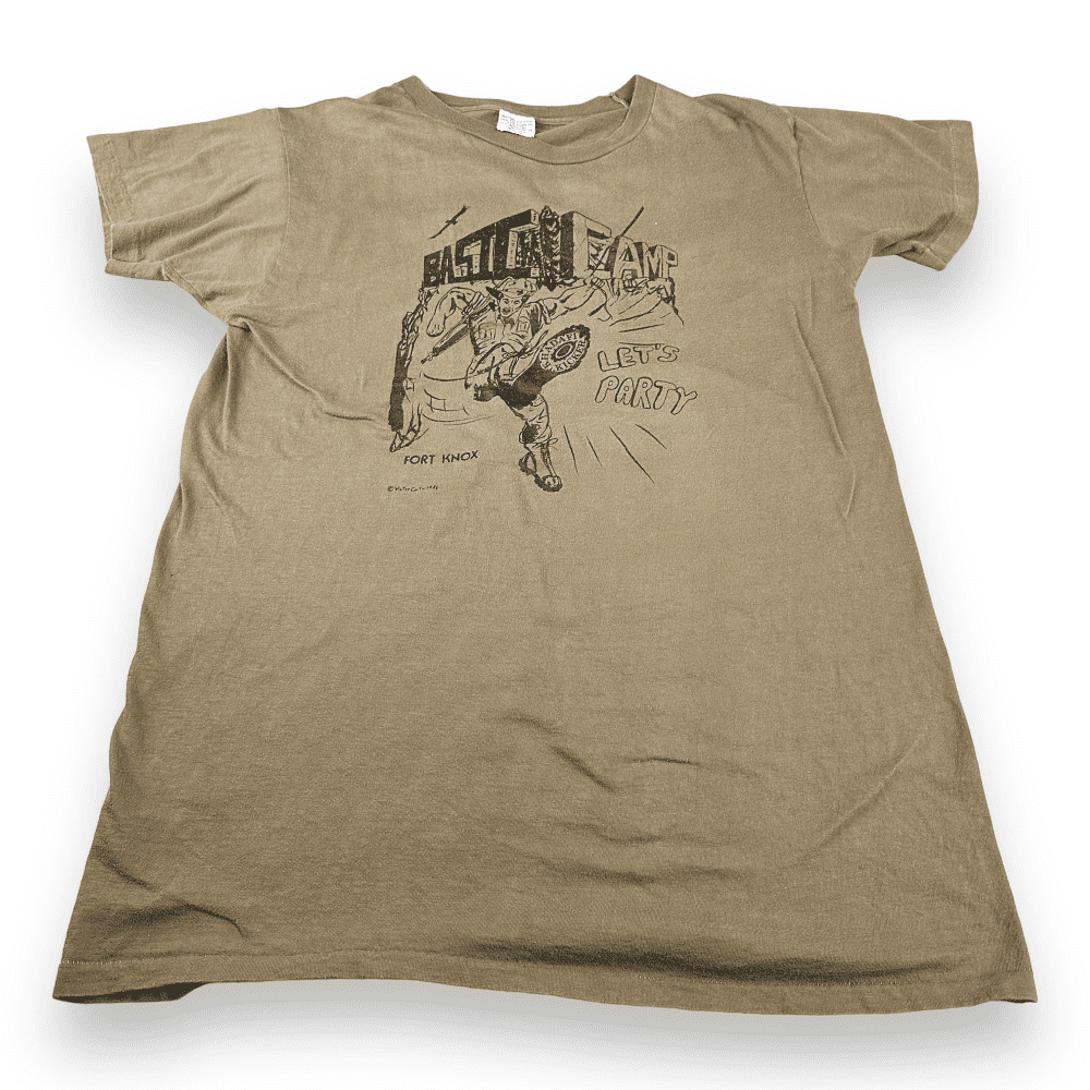 Vintage 80s Basic Camp Lets Party Fort Knox T-Shirt MEDIUM/LARGE