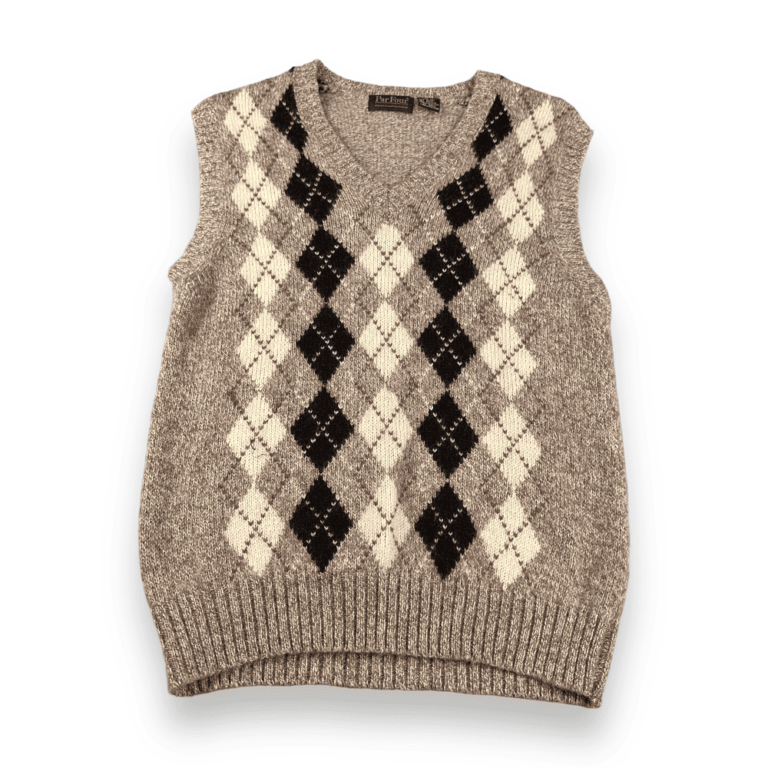Vintage 80s Par Four Argyle Coffee Shop Sweater Vest XS