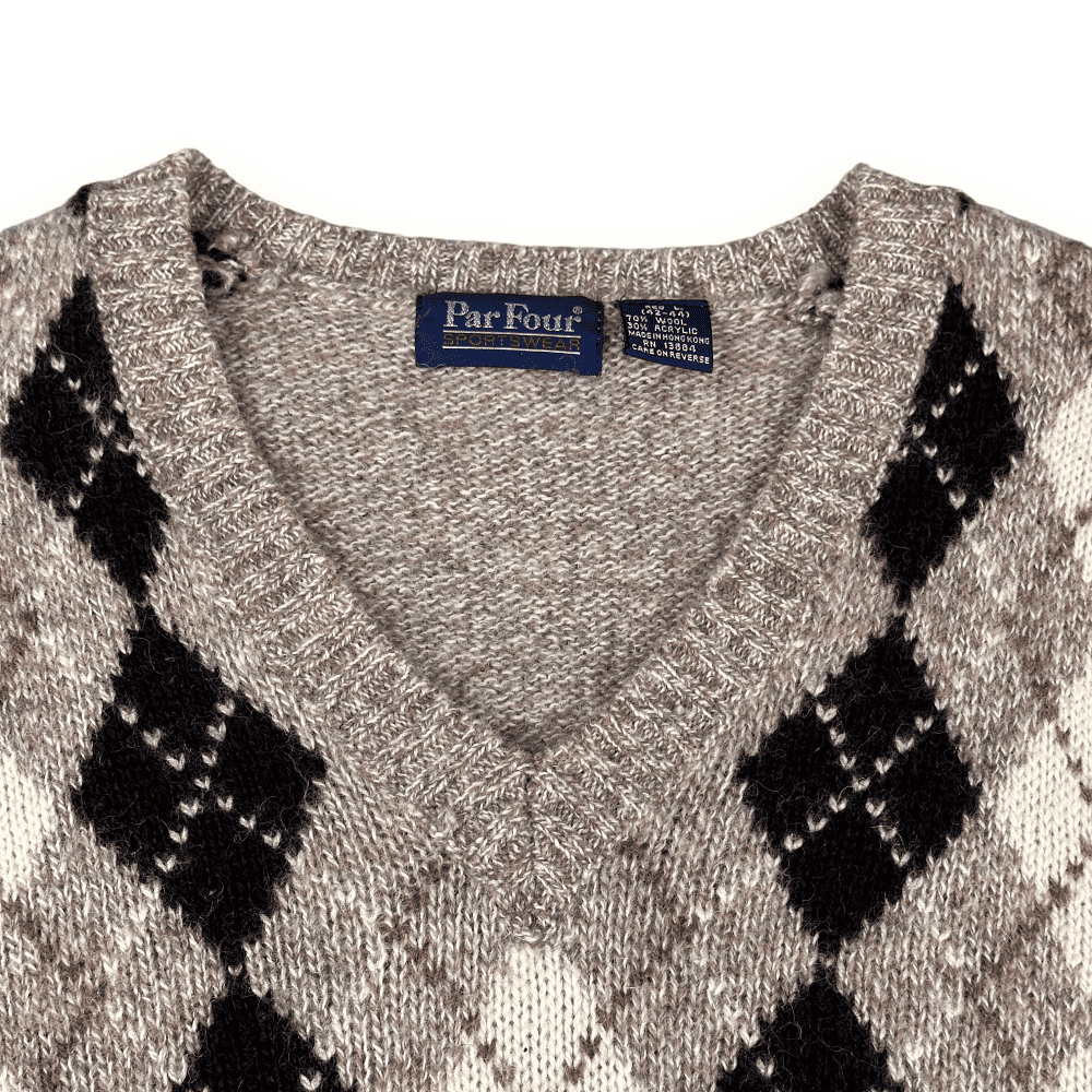 Vintage 80s Par Four Argyle Coffee Shop Sweater Vest XS