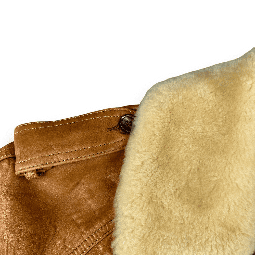 Vintage 70s Leather Shearling Bomber Jacket MEDIUM