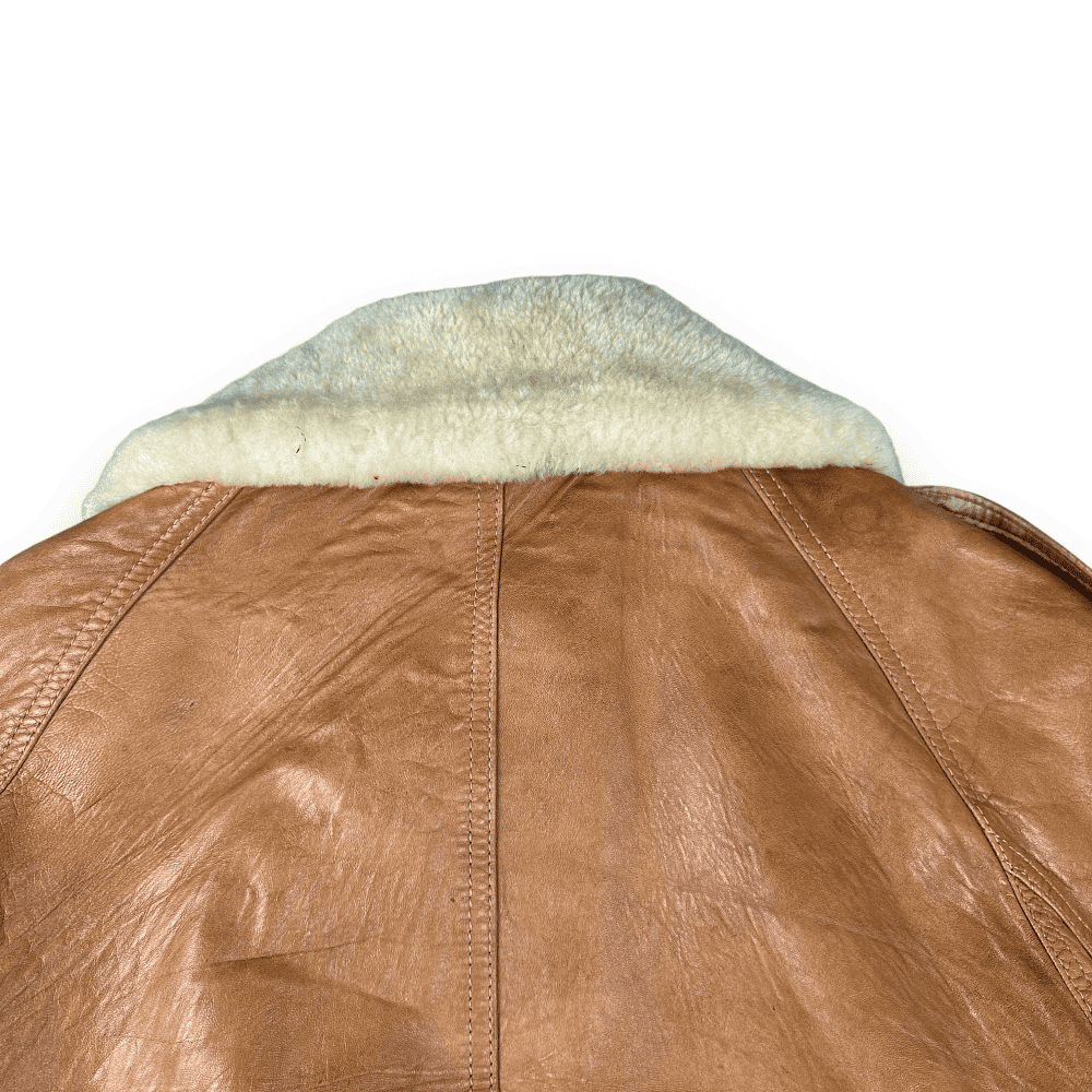 Vintage 70s Leather Shearling Bomber Jacket MEDIUM