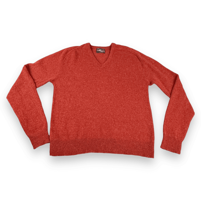Vintage 70s Campus Studio One Burnt Orange V Neck Sweater MEDIUM